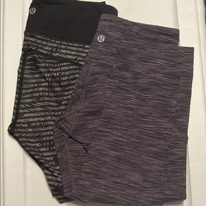 Lululemon Patterned Leggings - Black/Purple,2 pairs 1 price, great condition